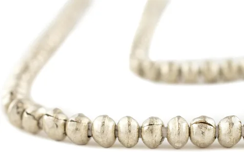 Miniatura 8 de Cuentas redondas de plata de 0.157 in - Hilo completo de cuentas espaciadoras de metal africano - The Bead Chest