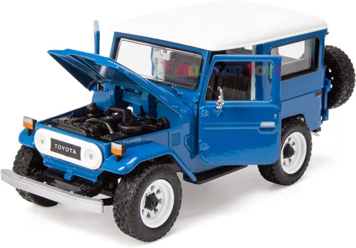 Miniatura 4 de All Star Toys Exclusivo Toyota Land Cruiser FJ40 Royal Blue con ruedas todoterreno personalizadas 1/24 modelo fundido a presión por Motormax 79323
