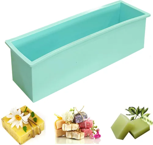 Miniatura 3 de 2 piezas molde de silicona para jabón rectangular flexible, para hacer velas, jabones caseros, manualidades (Azul)