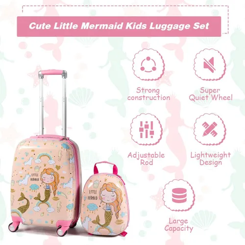 Miniatura 5 de HONEY JOY 2 piezas de equipaje de mano para niños, Mermaid, S, Viajar