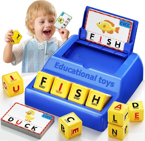 Juego de emparejar letras Montessori para niños de 3 a 8 años | Juguetes educativos de ortografía con función de almacenamiento | Regalos de Navidad