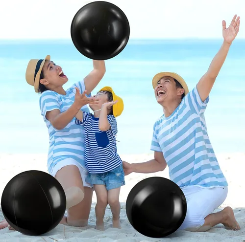 Miniatura 5 de Sinmoe 8 piezas inflables de color blanco y negro para decoración de pelotas de playa sólidas para piscina, pelota flotante para manualidades