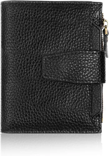 Miniatura 15 de FT FUNTOR Cartera pequeña para mujer, de piel auténtica, plegable, compacta, con bloqueo RFID, bolsillo con cremallera, ranuras para tarjetas
