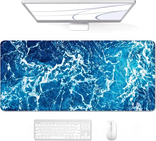 Miniatura 22 de Auhoahsil Alfombrilla grande para mouse, tamaño XXL, extendida de 35 x 15 pulgadas, base de goma antideslizante, bordes cosidos, superficie 03