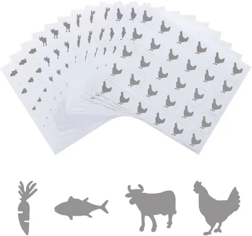 Miniatura 10 de OLYCRAFT 2400 calcomanías negras de comida de 4 estilos, calcomanías de elección de alimentos de 0.4 pulgadas, calcomanías para tarjetas de lugar