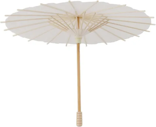 Miniatura 4 de Honio Kids Paper Parasol Retro Bamboo and Paper for Smooth Opening and Closing Elegant Paper Parasol White