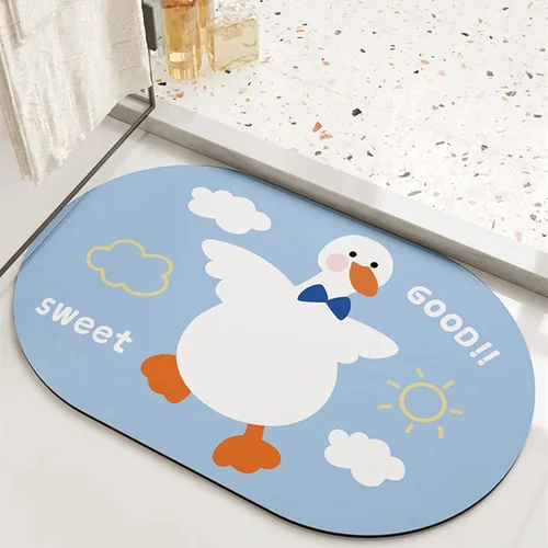 Miniatura 13 de Tapete de baño súper absorbente, tapete de entrada antideslizante con dibujos animados, cojín de secado rápido para suelo de baño y ducha