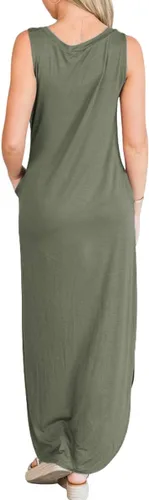 Miniatura 6 de ANRABESS - Vestido largo, informal y holgado para mujer, sin mangas, con bolsillos y abertura, para playa