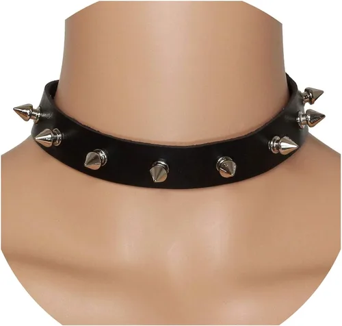 Miniatura 2 de Eigso Gargantilla de cuero punk para mujeres y hombres, collares góticos con remaches ajustables