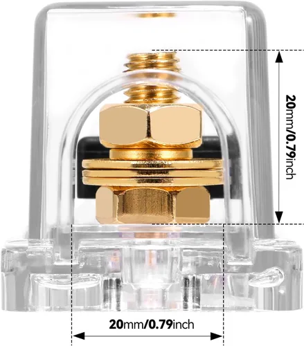 Miniatura 3 de TopstrongGear Portafusibles ANL de latón macizo calibre 0/2/4 de 100 amperios con fusibles de 100 amperios (paquete de 2) (100 amperios)