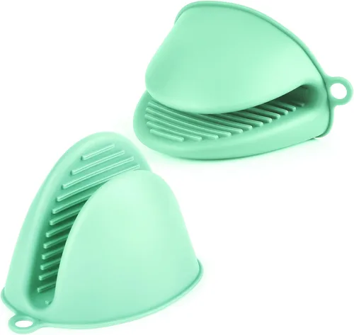 Miniatura 11 de AUAUY 2 mini guantes de horno de silicona, guantes de horno resistentes al calor de 446 ℉/446.0 °F, manoplas de cocina pequeños para horno