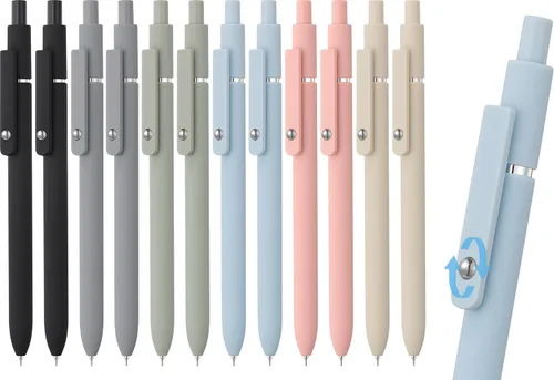 LINFANC Paquete de 12 bolígrafos de gel lindos, bolígrafo de tinta de gel retráctil de secado rápido, bolígrafos de gel de bola rodante de punta