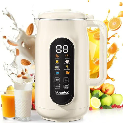 Arcmira - Máquina para hacer leche de nuez 10 en 1, máquina para hacer leche de soja de 42 onzas con panel LED | 10 Blade/Delay Start/Keep Warm/Self
