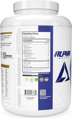 Miniatura 4 de Alpha Supps ISO - Polvo aislado de proteína de suero de leche 100% bajo en carbohidratos, 0.88 onzas por porción, ayuda a apoyar el crecimiento