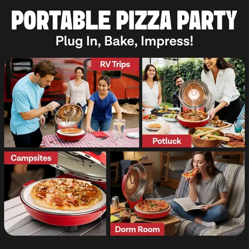 Miniatura 8 de Horno de pizza de corteza crujiente PIEZANO de Granitestone – Horno de pizza eléctrico de 12 pulgadas para encimera interior, con piedra cerámica
