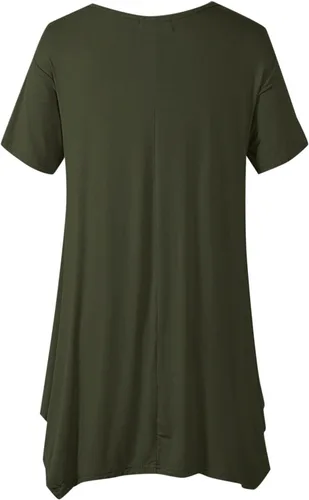 Miniatura 2 de Lindas camisetas de verano para mujer, suaves y fluidas, con cuello en V, manga corta, elegantes, casuales, con dobladillo irregular
