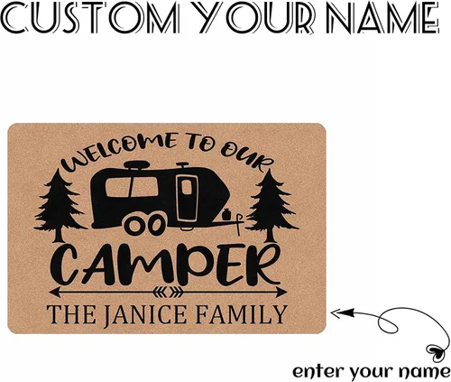 Miniatura 4 de Alfombras de camping con nombre personalizado, bienvenido a nuestra caravana, alfombrillas para exteriores, antideslizantes, coloridas, alfombra