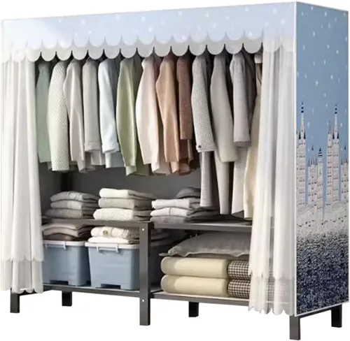 Miniatura 8 de large closets Portable Wardrobe Closet All Steel Frame Closet Standing Clothes Closet No Assembly with Cloth Cover Open Wardrobe Closet Space-saving