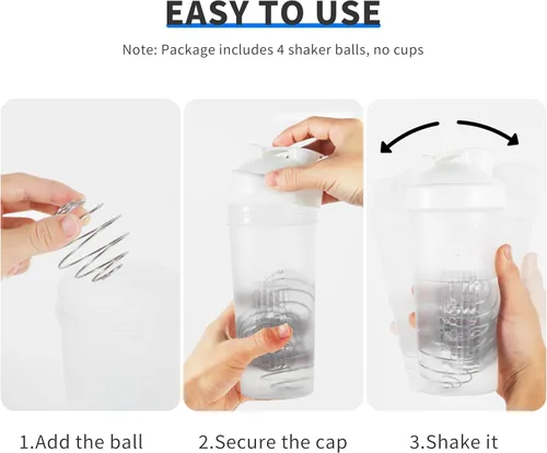Miniatura 7 de 4 piezas de bolas mezcladoras de 2.1 pulgadas de gran tamaño para batidos de proteína, batidos de leche y aderezos para ensaladas, bola mezcladora