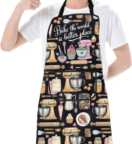Miniatura 5 de CMNIM Delantal para Hornear Hornea el Mundo un Lugar Mejor Regalos para Panaderos Regalos para Amantes de la Repostería Regalos para Chef