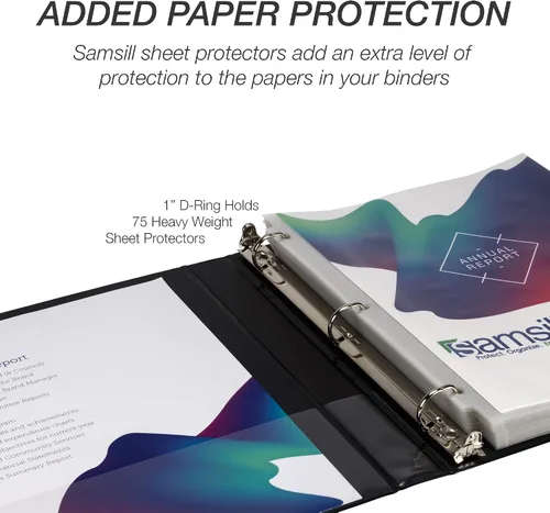 Miniatura 140 de Samsill - Carpeta duradera de 5 pulgadas, fabricada en los Estados Unidos, con anillos en D, transparente y personalizable, color blanco