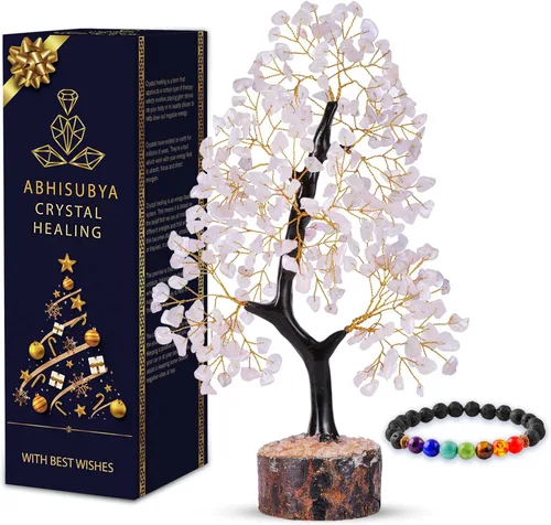 Árbol de cuarzo rosa – Árbol de cuarzo rosa – decoraciones de escritorio para oficina de mujer – Decoración de cristal – Decoración de habitación