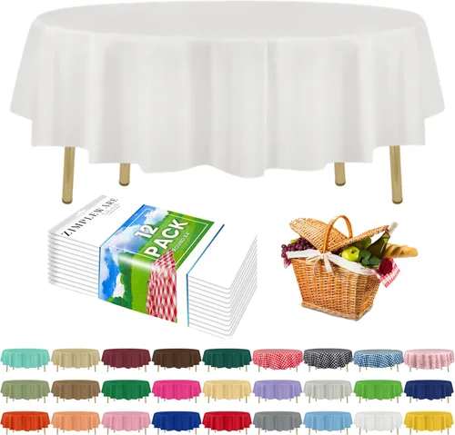 Miniatura 99 de Zimpleware - Mantel redondo de plástico para fiestas de 213 cm (84 pulgadas) de diámetro (paquete de 1, 6 y 12 unidades)