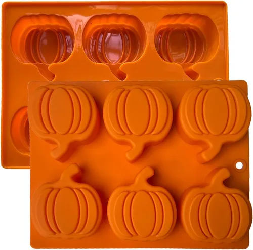 Paquete de 2 moldes de silicona para pastel de calabaza, moldes de silicona para pastel de calabaza, moldes de chocolate de Acción de Gracias, 12