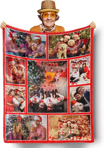 Miniatura 19 de Mantas personalizadas con fotos, manta personalizada de collage de fotos, suave, con mis propias fotos, regalos personalizados para Navidad, 2 Fotos