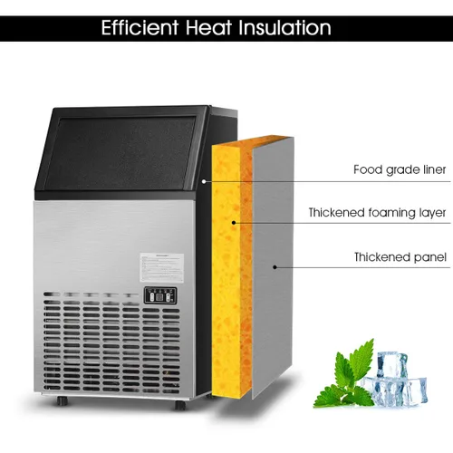 Miniatura 9 de KOTEK Máquina comercial para hacer hielo, hace 110 libras de hielo en 24 horas con capacidad de almacenamiento de 33 libras, 45 cubos, ideal