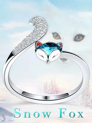Miniatura 5 de PLATO H Fox Animal Ring Crystals for Women Teen Girl Valentines Day Gifts High Polish Plain Adjustable Fox Tail Funky Ring Anniversary Jewelry Gifts
