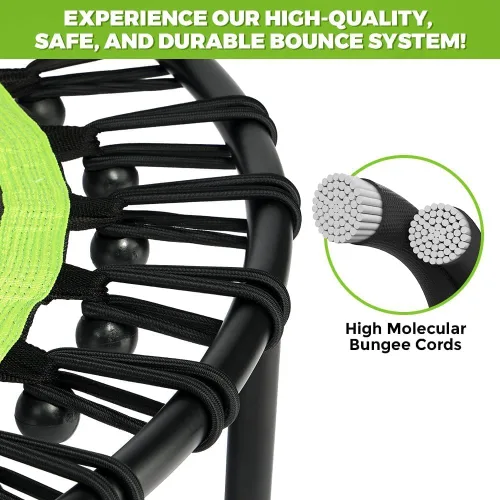 Miniatura 5 de ONETWOFIT Foldable Rebounder Trampoline for Adults, 40/45” Mini Fitness Trampoline W/Adjustable Foam Handle Bungees, Quiet Exercise Trampoline for