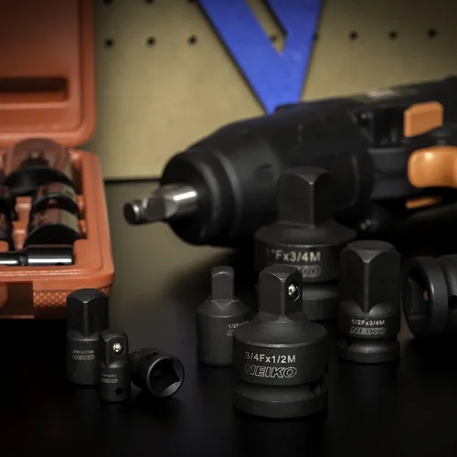 Miniatura 7 de NEIKO 30223A Juego de adaptadores de enchufe de impacto de 8 piezas, tamaño estándar SAE, acero Cr-V, kit de conversión de destornillador de impacto