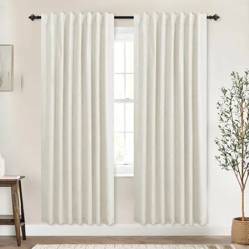 Miniatura 45 de KOUFALL - Cortinas de medio estilo francés de lino para ventana, juego de 2 cortinas cortas de 40 pulgadas de longitud, para privacidad, cortinas