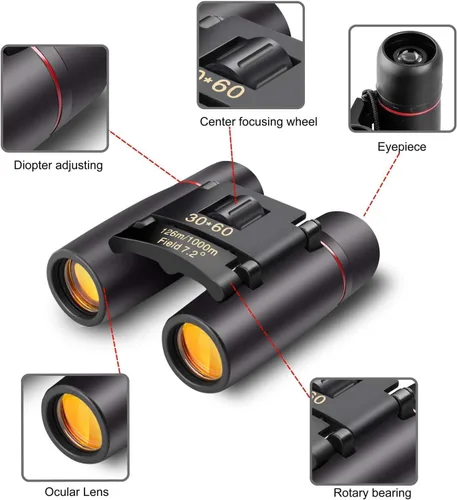 Miniatura 5 de Prismáticos pequeños y compactos BWEISSTH para adultos y niños, de 30x60, mini prismáticos para viajes, observación de aves y turismo, con visión