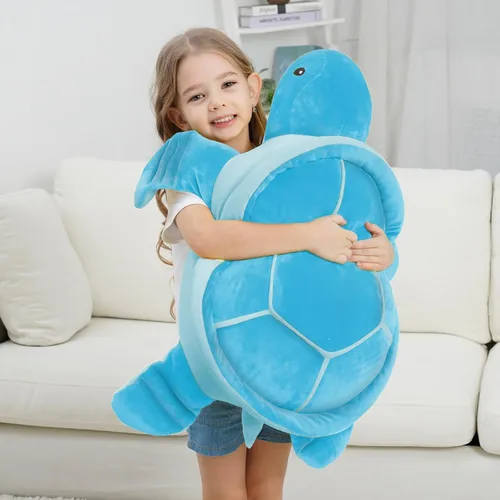 Miniatura 7 de Dalmao - Animales de peluche de tortuga marina de 28'' gigantes y suaves, gran almohada de tortuga azul oceánica de peluche, peluches de regalo
