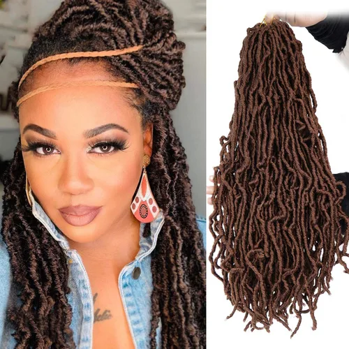 Miniatura 24 de Youngther Cabello sintético de ganchillo de 24 pulgadas, 6 unidades, 84 soportes, extensibles, cabello de ganchillo suave de diosa, cabello 1b