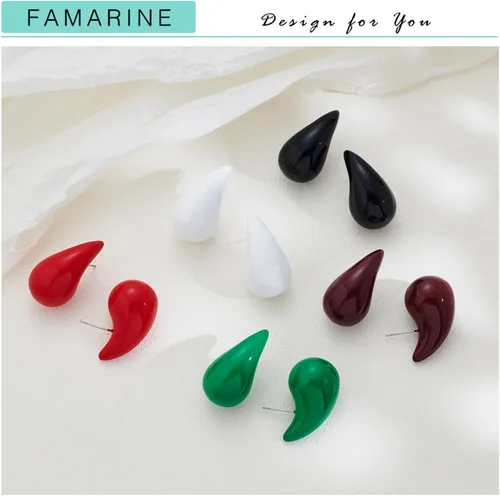 Miniatura 2 de FAMARINE Aretes de oro con forma de gota de agua para mujer, aretes grandes de oro con forma de lágrima