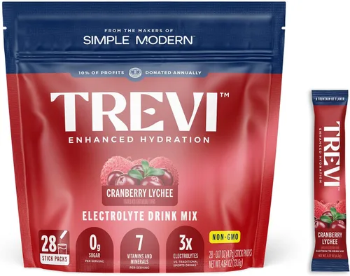 Miniatura 20 de TREVI™ Everyday - Electrolitos sin azúcar, paquetes de polvo de hidratación de mezcla de bebidas esenciales, 28 unidades, limonada de bayas