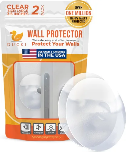 Miniatura 10 de Ducki Topes de puerta para pared de 2 pulgadas (paquete de 6 transparentes), autoadhesivos y discretos, protector de pared para pomo de puerta