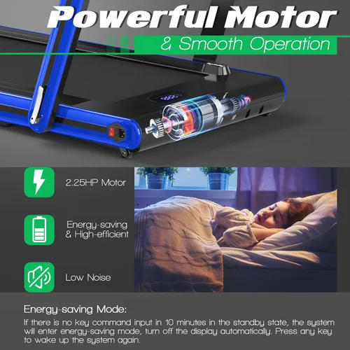 Miniatura 9 de GYMAX Caminadora 2 en 1 para debajo del escritorio, máquina de correr plegable con pantalla LED doble, aplicación y control remoto, almohadilla