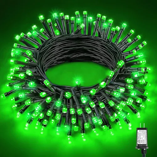 Miniatura 19 de 120 luces LED de Navidad de 40 pies para exteriores, guirnalda de luces de Navidad naranja impermeable, 8 modos de luces conectables para árbol