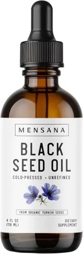MENSANA, Aceite de semilla negra (4 onzas – 47 porciones) – Virgen Nigella Sativa prensada en frío – Aceite de bienestar 100% orgánico, sin OMG,