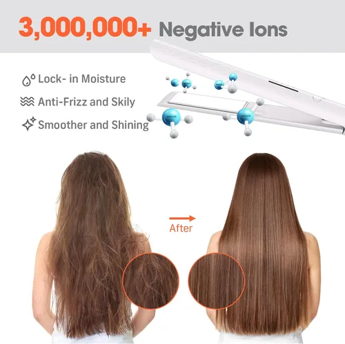 Miniatura 4 de Quico Plancha para el cabello, alisadora de cabello de viaje global de 110-240 V para mujeres, calentamiento rápido en 15 segundos, plancha plana