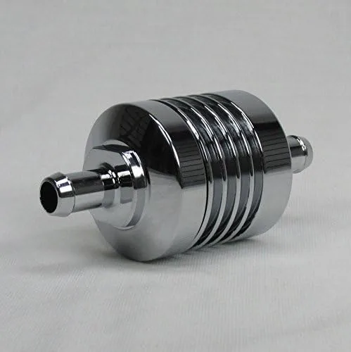Miniatura 5 de Filtro de combustible de aluminio cromado Billet Hi-FLOW para uso con manguera de combustible de 5/16 pulgadas de diámetro interior, pantalla
