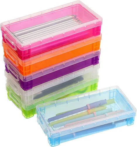 Miniatura 9 de BTSKY - Caja de lápices de gran capacidad, organizador de suministros de oficina, caja de almacenamiento para lápices de pintura con pincel, caja