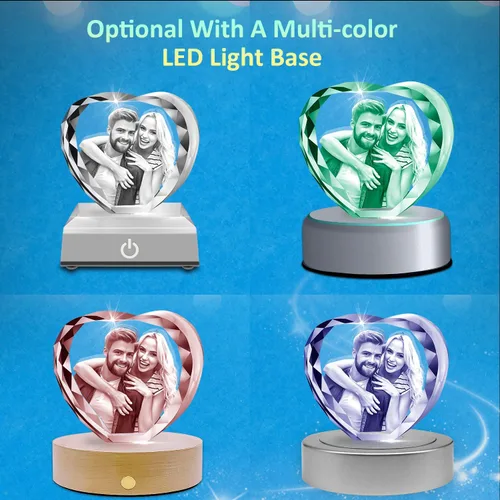Miniatura 7 de HAN'S LASER Foto de cristal 3D, Día de San Valentín personalizable, aniversario, cumpleaños, regalos para parejas, regalos personalizados con tu