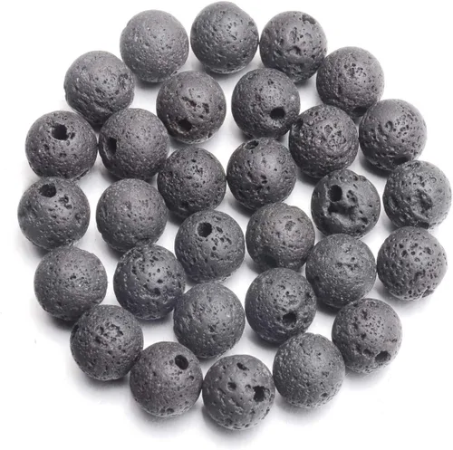 Miniatura 18 de AD Beads Cuentas redondas sueltas de piedras preciosas naturales de 0.394 in, agujero grande, tamaño de 0.079 in, 30 unidades (perla blanca)