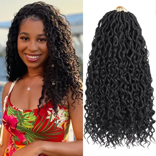 Miniatura 17 de Extensiones de cabello sintético de ganchillo de 24 pulgadas con extremos rizados, extensiones de cabello sintético con extremos rizados, trenzas