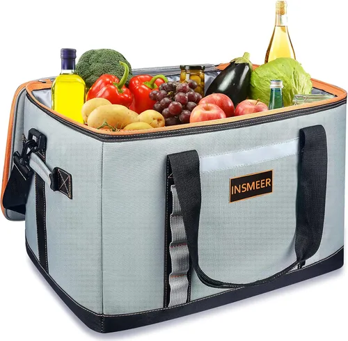 Miniatura 9 de INSMEER Bolsa térmica aislada para 65 latas/32 latas, bolsa enfriadora grande con correa para el hombro, enfriadores portátiles plegables a prueba